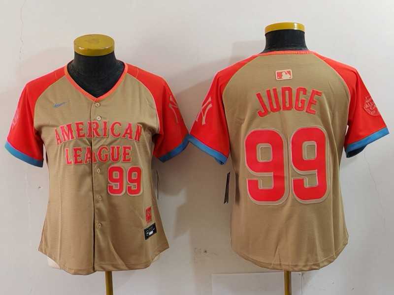 Women%27s New York Yankees #99 Aaron Judge Number Cream 2024 All Star Limited Stitched Jersey